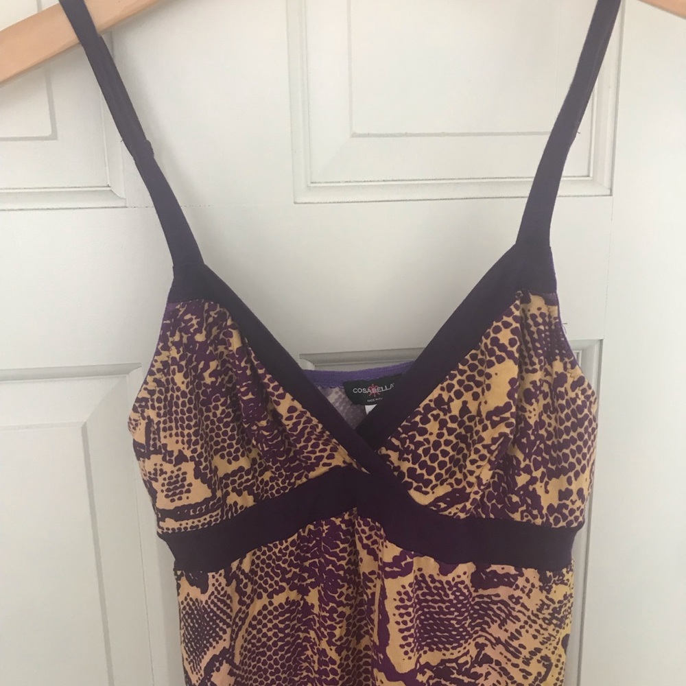 Cosabella animal print purple and gold night gown